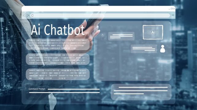 AI Virtual Assistant Artificial Intelligence Chatbot Controlled by Prompt Engineering for Explainable Generative AI information and LLM Deep Learning Technology for Smart Business Work Support. Muxer