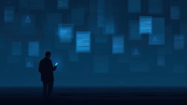 ソーシャルメディア詐欺と情報漏洩を表現したサイバーセキュリティコンセプト背景