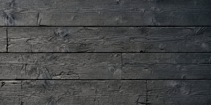 A dark weathered black wood texture and natural brown wooden plank background showcases an old rough timber panel surface pattern