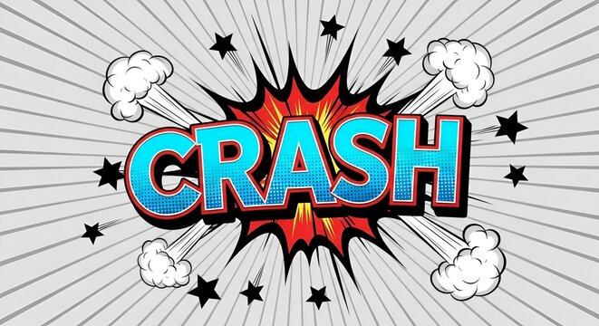 Crash Comic Style Explosive Action Blue Banner