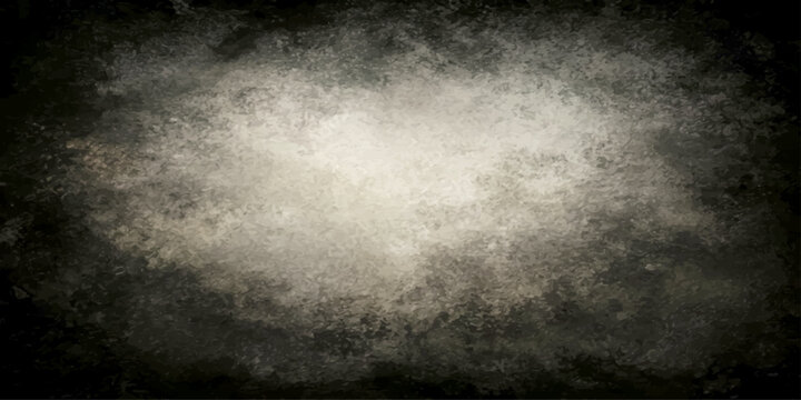 An abstract dark grunge wall background features a vintage gray texture with smoke and fog overlays under a storm cloud sky backdrop
