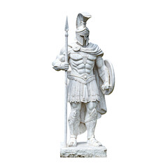 Fototapeta premium White Marble Spartan Soldier Statue Transparent Background Image