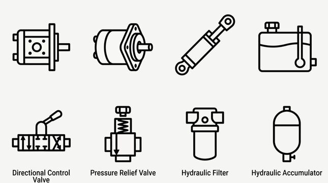 Hydraulic Directional Control Valve and Pressure Relief Valve in Technical Diagram