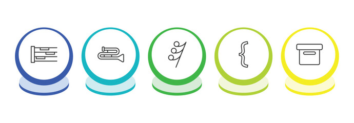 Fototapeta premium music and media outline icon set. thin line whole rest, trombone, thirty second note rest, bracket icons. editable vector