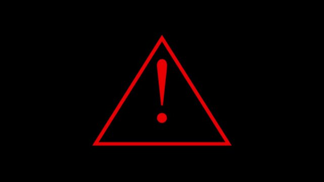 Warning sign animation. Danger warning footage template, warning sign logo animation with a black background
