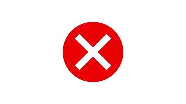 Animation of a danger warning, incorrect cross, and red alert footage template. Danger warning sign logo animation with a white background.