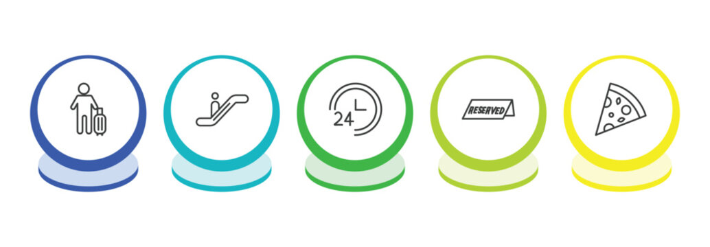 hotel outline icon set. thin line guest, or, 24 service, reserved icons. editable vector