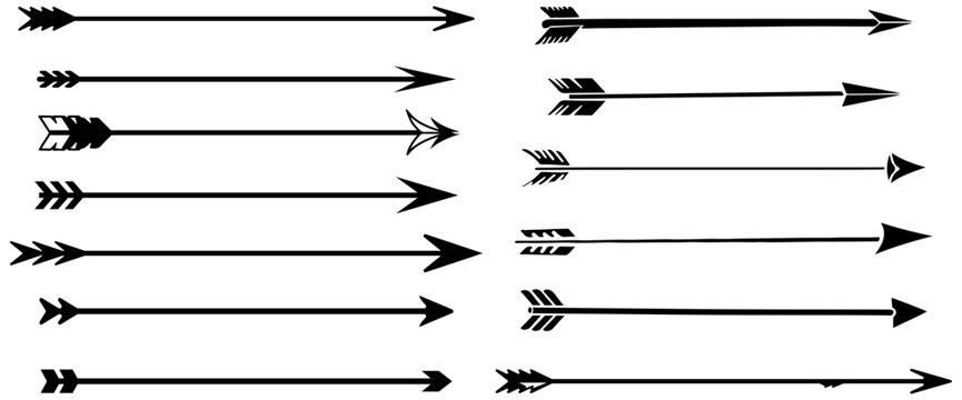 Hand drawn rustic arrow set and tribal decorative pointers collection