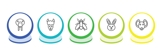animals outline icon set. thin line sea cow, lama, fly, rabbit icons. editable vector © Farahim