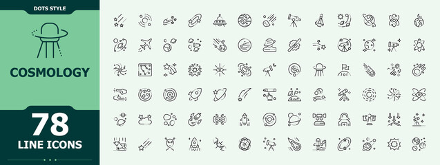 Cosmology vector line icon set. Minimal linear icons. Containing constellation, galaxy, solar system, cosmos, eclipse, universe. Pixel perfect. Vector illustration. Planet icon collection. © icogrid