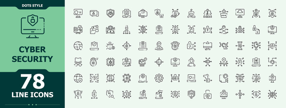 Cyber Security line icon set. Secure icon set. Minimalist vector collections. Containing cyber, secure, security, protect, privacy, safety and more. Pictogram and infographic.
