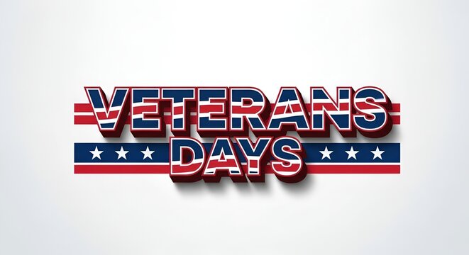 Professional Veterans Day 3D Red White Blue Text Design