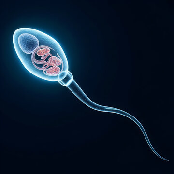 Sperm cell, microscopic view, human reproduction, fertility concept, biology