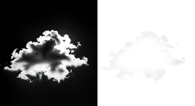 Black and white cloud split screen contrast