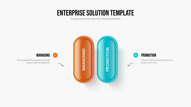 Sales Analysis Two Step Infographic Slideshow Template. Financial Innovation 2 Option Diagram Presentation Layout. Modern Planning Frame Design Vector Illustration.