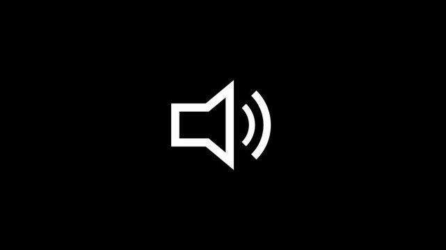 speaker icon animation, Animation of speaker volume on black background.