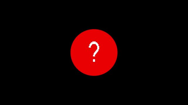 white question mark symbol icon animation in a red circle showcasing smooth motion and engaging visual effects with black background