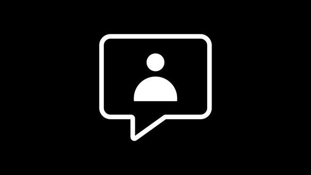 animated on a person with Speech bubble communication, messaging, or conversation in simple design with black background