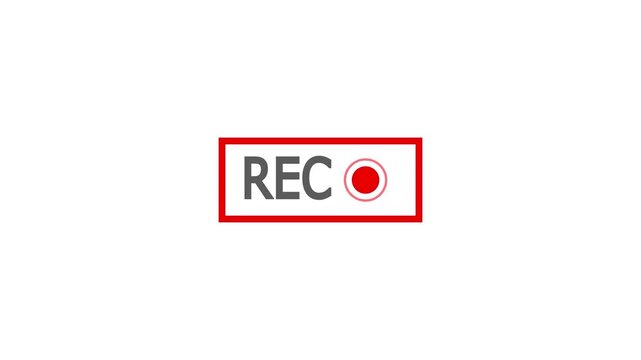 Recording sign icon,Camera recording screen, viewfinder,REC frame icon animation on white background.