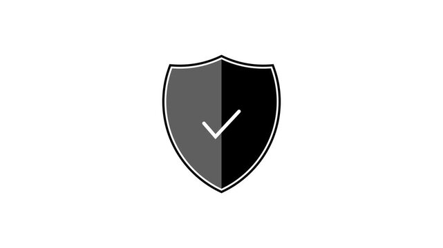 Shield Symbol with Tick Mark, Security,Protection, Sign Animation isolated on white background