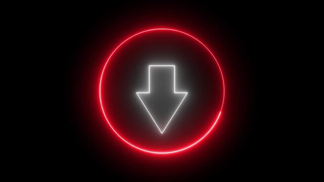 neon glowing upload icon Animation, upload Arrow with circle isolated with black background.