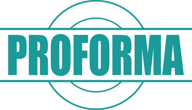 A professional green proforma stamp with geometric circular elements for official documentation