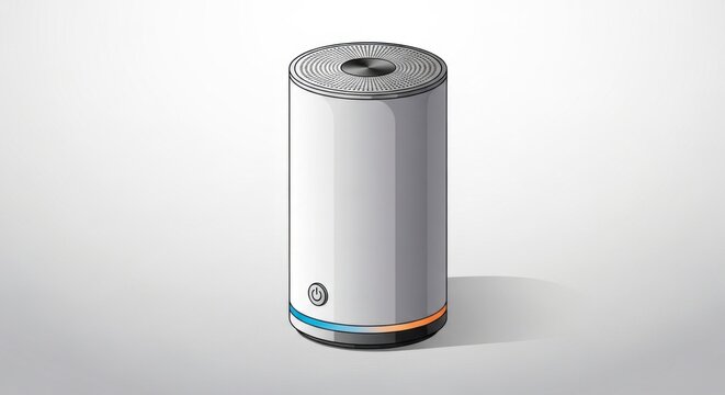 Modern white smart speaker illustration.