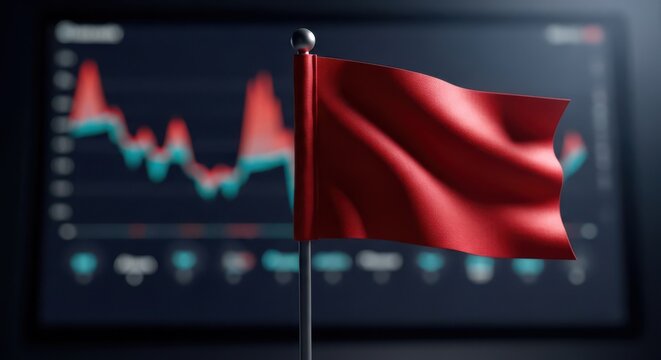 Red flag warning cautionary symbol for potential risks and alerts