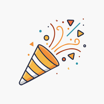 Confetti Popper Exploding with Colorful Streamers and Shapes