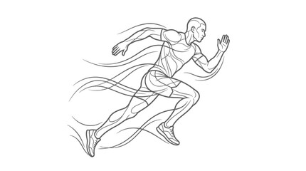 Obraz premium Dynamic male runner line drawing showing speed and motion.