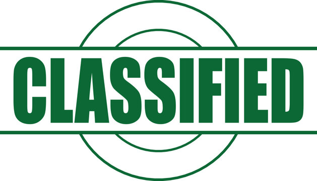 Official green rubber stamp style graphic with CLASSIFIED text for highly sensitive and restricted documents