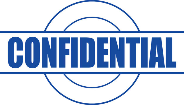 Simple confidential stamp in a vibrant blue color for marking sensitive documents and private information