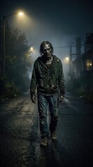 Naklejka premium Creepy Zombie Portrait in Cinematic Horror Scene