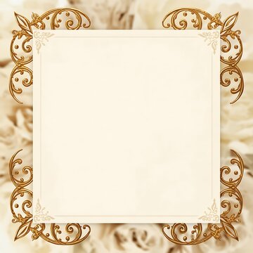 Premium Floral Invitation Template with Antique Gold Engraved Border Design 