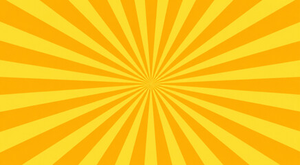 Fototapeta premium Yellow and orange sunburst background with radial rays emanating from the center.