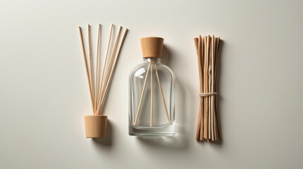 Fototapeta premium Aromatherapy Diffuser Bottle with Wooden Reeds for Home Fragrance