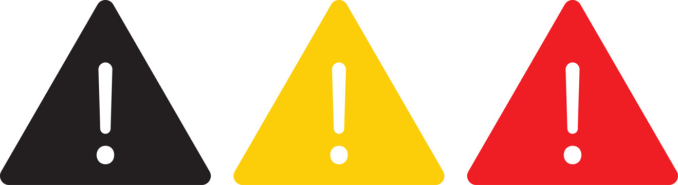 PrintAttention icon elements. icon in trendy flat and stroke style .Warning caution sign icon in flat style. Exclamation mark .Warning caution sign icon in flat style, exclamation mark symbol inside t