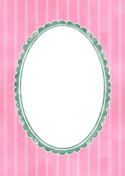 Green watercolor frame with scalloped edges.