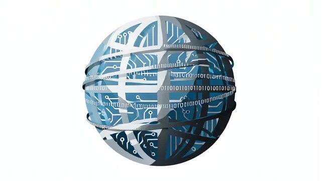Digital globe with circuit board design and binary code