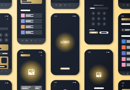 Finance Dark Mobile App UI Kit Wireframe
