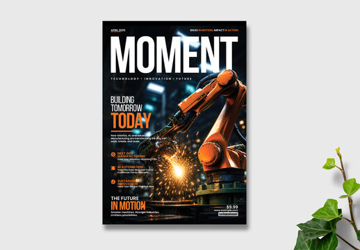 Futuristic Technology Magazine Cover Design Template