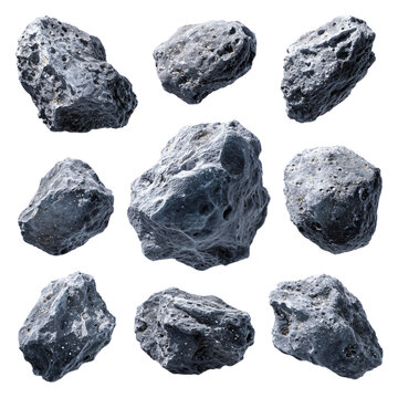Professional Set of Asteroids on Transparent Background for Design Projects