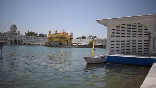 Beautiful view of Golden Temple - Harmandir Sahib in Amritsar, Punjab, India, Famous indian sikh landmark, Golden Temple, the main sanctuary of Sikhs in Amritsar, India