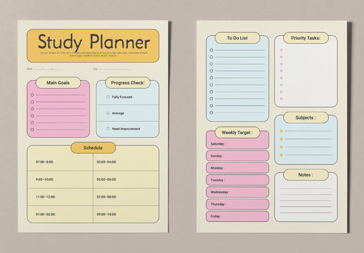 Study Planner Design Layout