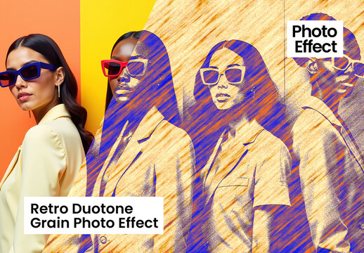 Retro Duotone Grain Photo Effect