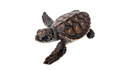 Wild little green sea turtle or marine tortoise swimming gracefully for ocean wildlife nature conservation on transparent background © Ivanka