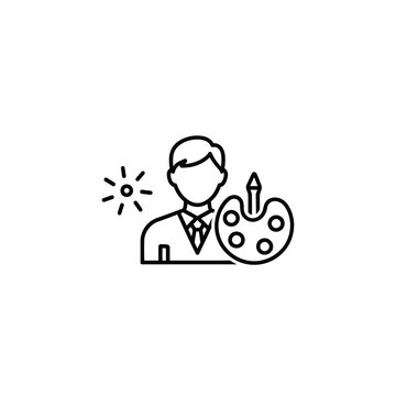 Artist character icon with paint palette and brush.