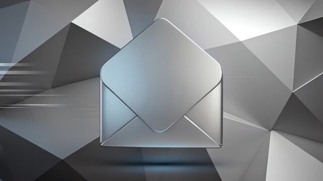 Abstract geometric background with metallic envelope icon design