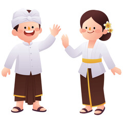 Obraz premium Indonesia Traditional Costume Illustration.Bali Traditional Costume Illustration Isolated on background