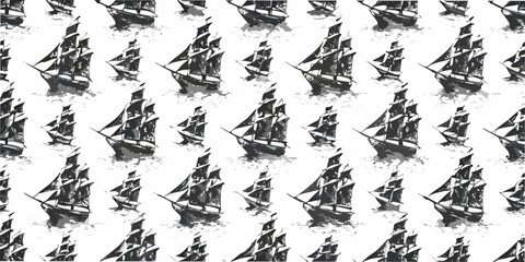 Sailing Ship Pattern A Repeating Nautical Vector Illustration © Raju